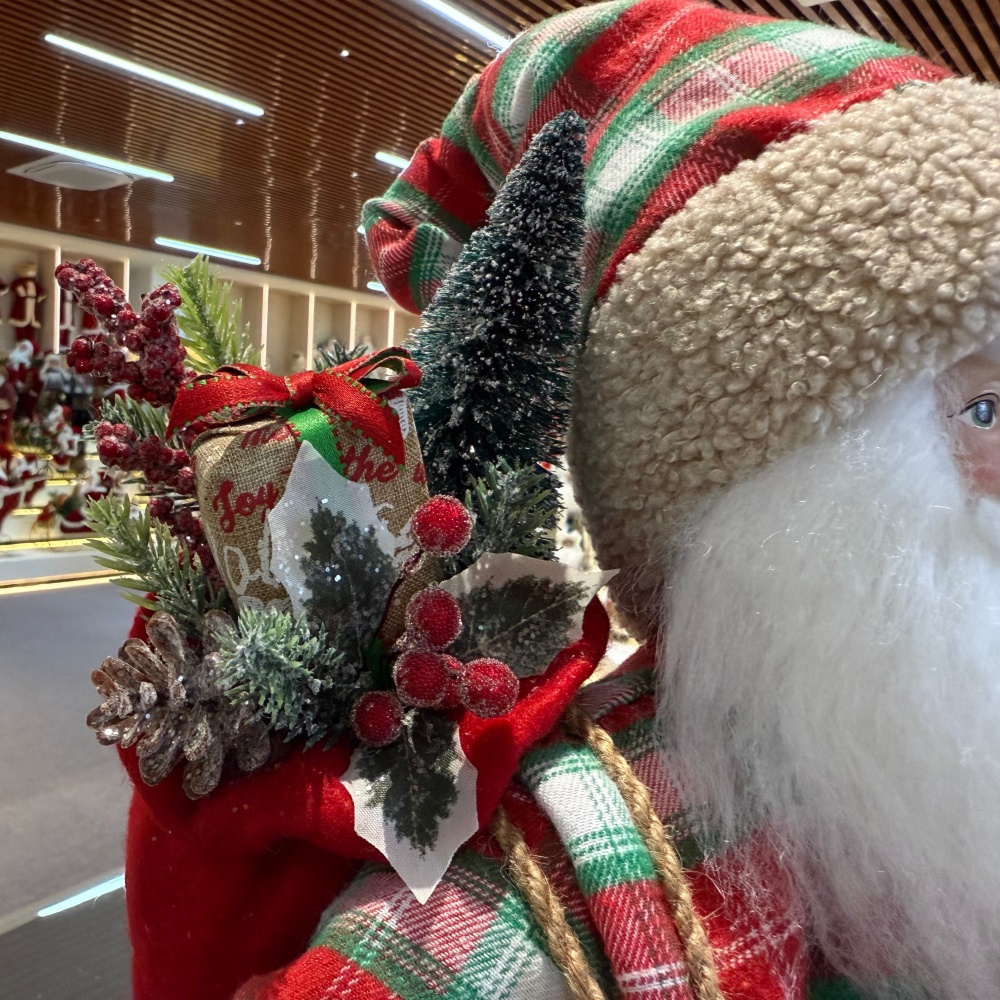 45cm Xmas Handmade Luxury Santa Claus Doll with Christmas Gift Bag Handicraft Santa Claus Indoor Decoration