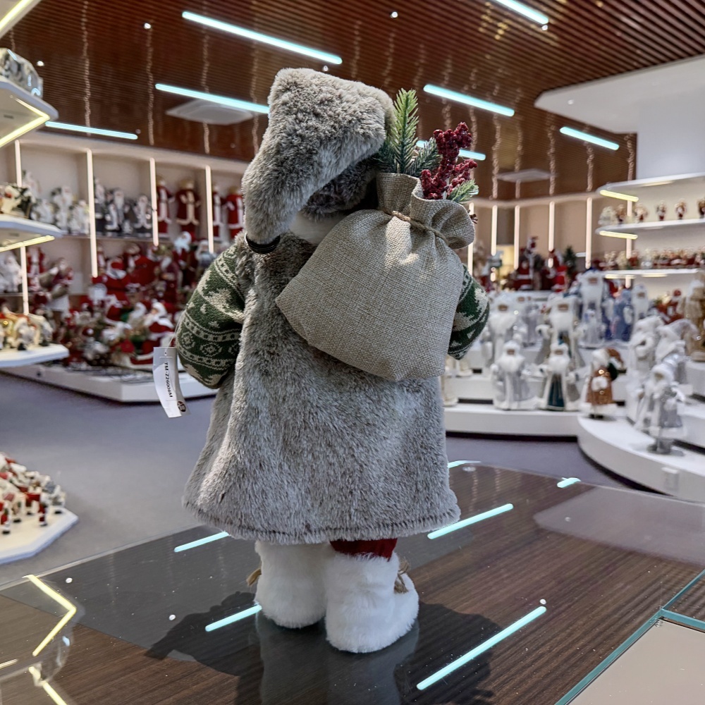 45cm Xmas Handmade Luxury Santa Claus Doll with Oil Lamp And Christmas Gift Bag Handicraft Plush Santa Claus Indoor Decoration