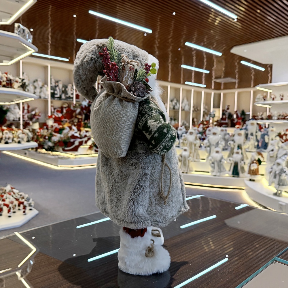 45cm Xmas Handmade Luxury Santa Claus Doll with Oil Lamp And Christmas Gift Bag Handicraft Plush Santa Claus Indoor Decoration