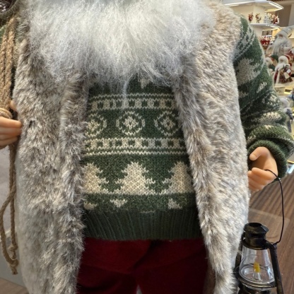 45cm Xmas Handmade Luxury Santa Claus Doll with Oil Lamp And Christmas Gift Bag Handicraft Plush Santa Claus Indoor Decoration