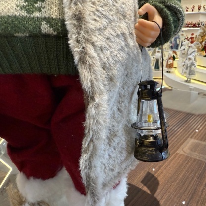 45cm Xmas Handmade Luxury Santa Claus Doll with Oil Lamp And Christmas Gift Bag Handicraft Plush Santa Claus Indoor Decoration