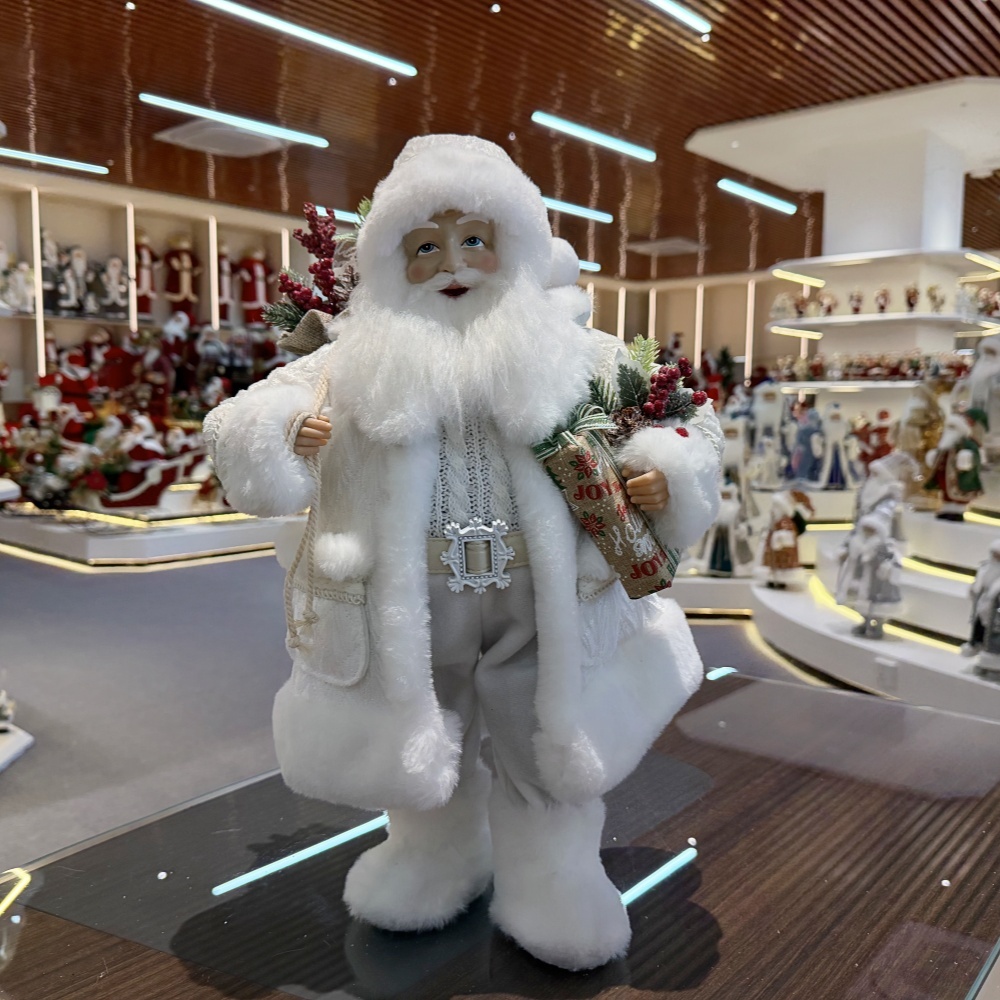 45cm Xmas Handmade Luxury Santa Claus Doll with Christmas Gift Bag Handicraft Santa Claus Indoor Decoration