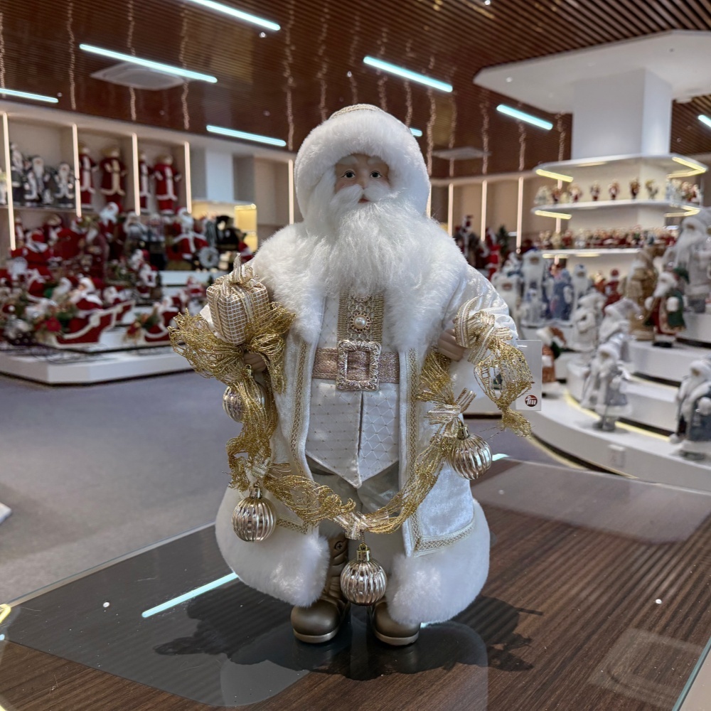 45cm Xmas Handmade Luxury Santa Claus Doll with Christmas Decoration Balls Christmas Gift Box Handicraft Santa Claus Indoor Decoration