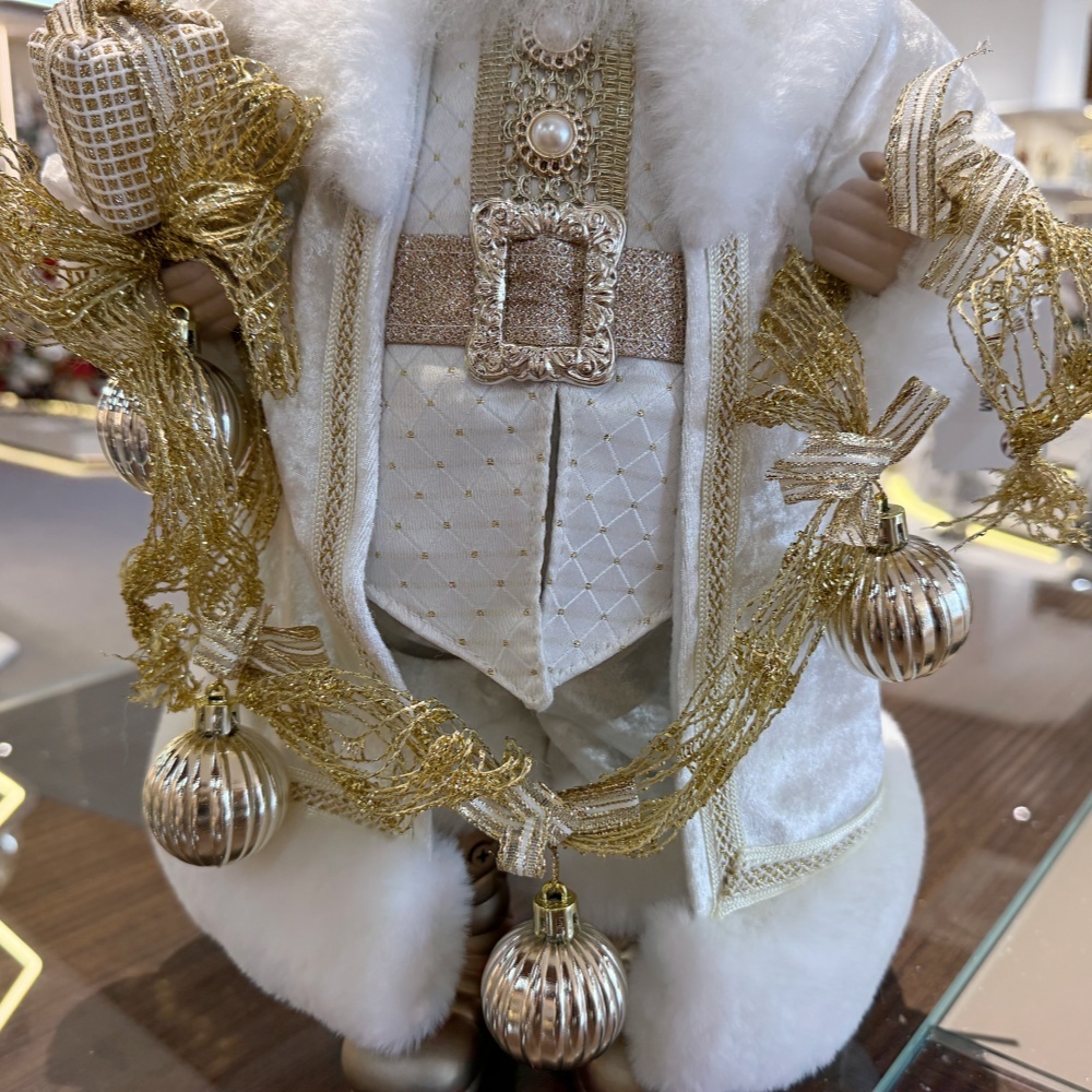 45cm Xmas Handmade Luxury Santa Claus Doll with Christmas Decoration Balls Christmas Gift Box Handicraft Santa Claus Indoor Decoration