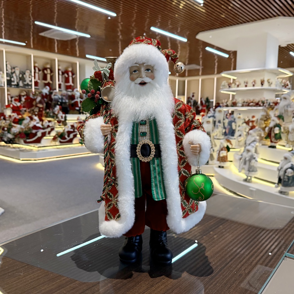 45cm Xmas Handmade Luxury Santa Claus Doll With Christmas Ball And Gift Bag Handicraft Plush Santa Claus Indoor Decoration