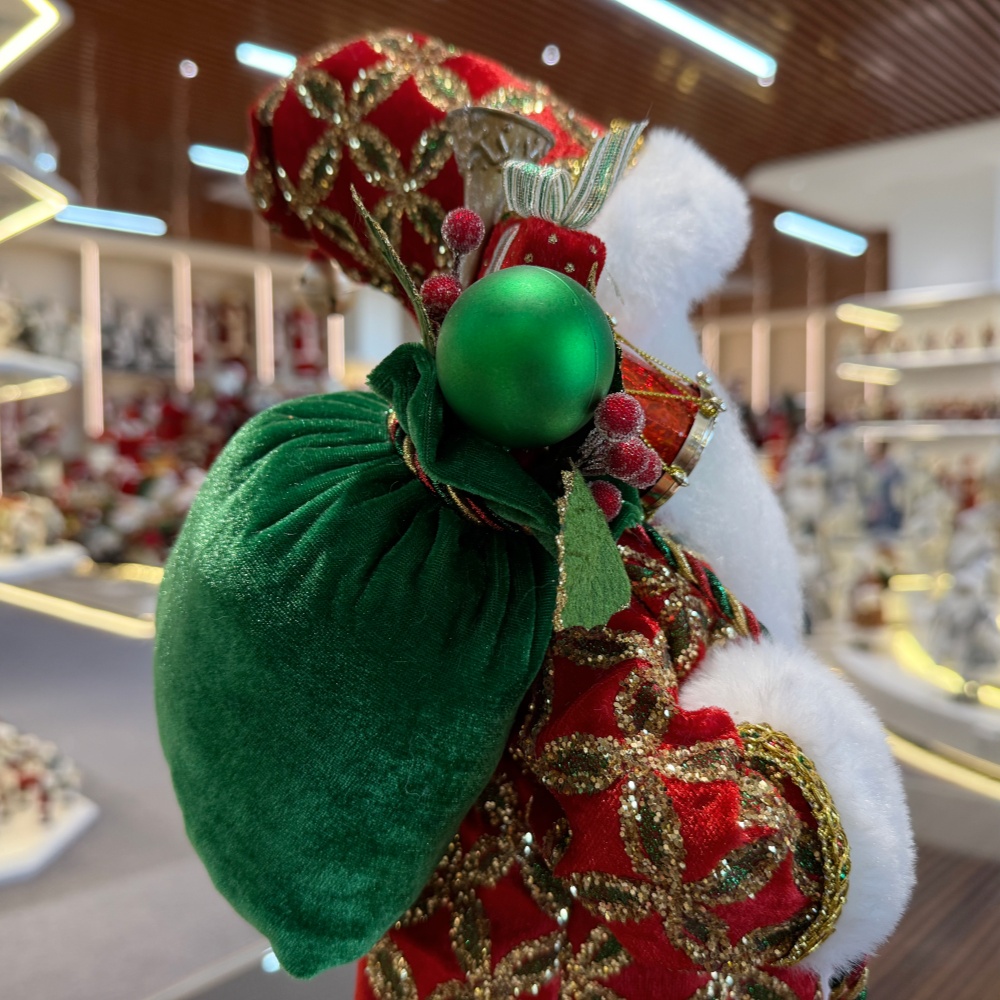 45cm Xmas Handmade Luxury Santa Claus Doll With Christmas Ball And Gift Bag Handicraft Plush Santa Claus Indoor Decoration