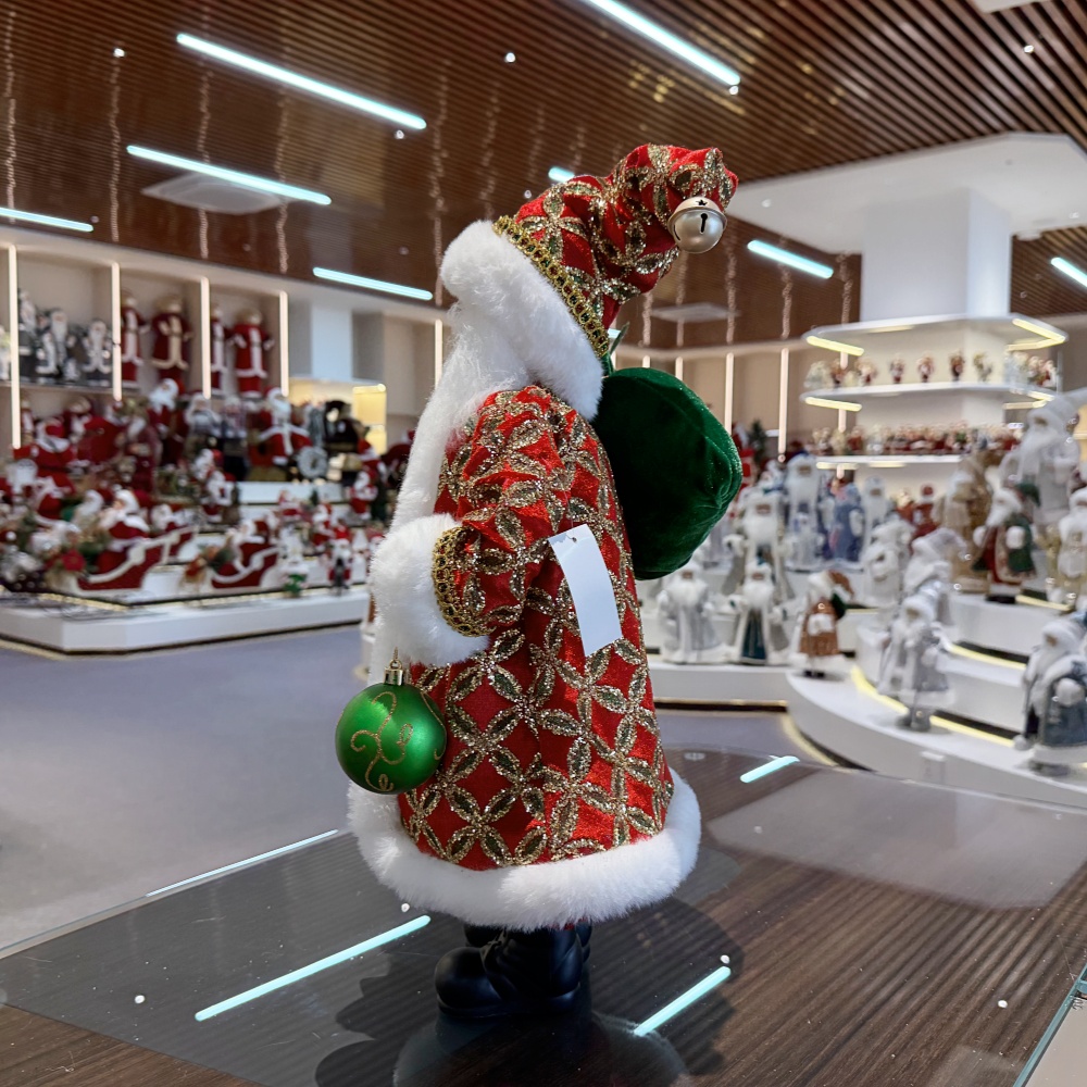 45cm Xmas Handmade Luxury Santa Claus Doll With Christmas Ball And Gift Bag Handicraft Plush Santa Claus Indoor Decoration