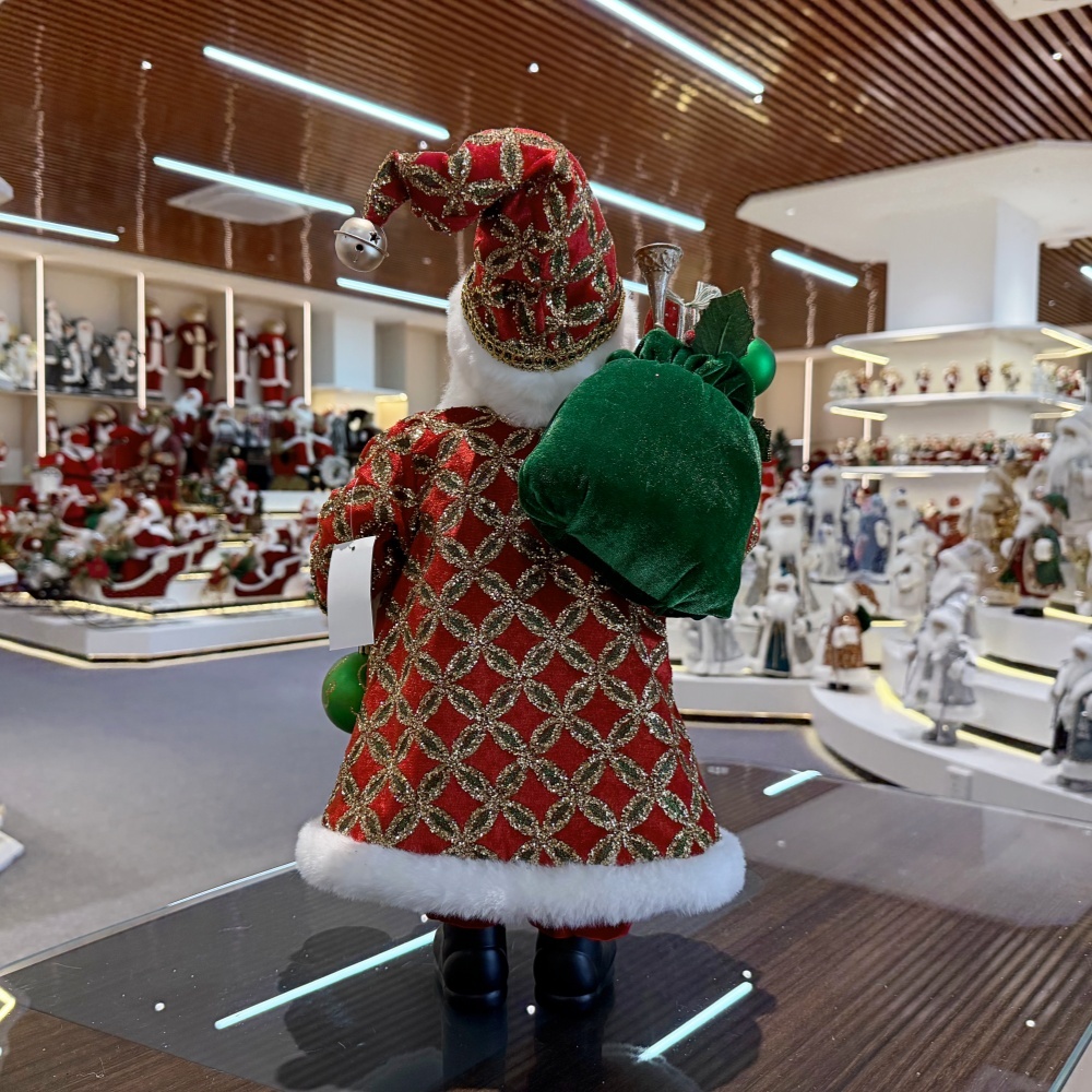 45cm Xmas Handmade Luxury Santa Claus Doll With Christmas Ball And Gift Bag Handicraft Plush Santa Claus Indoor Decoration