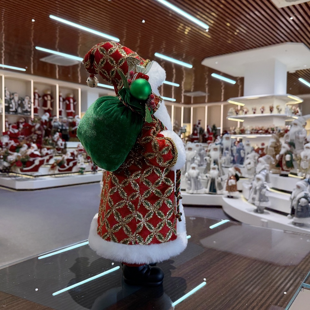 45cm Xmas Handmade Luxury Santa Claus Doll With Christmas Ball And Gift Bag Handicraft Plush Santa Claus Indoor Decoration