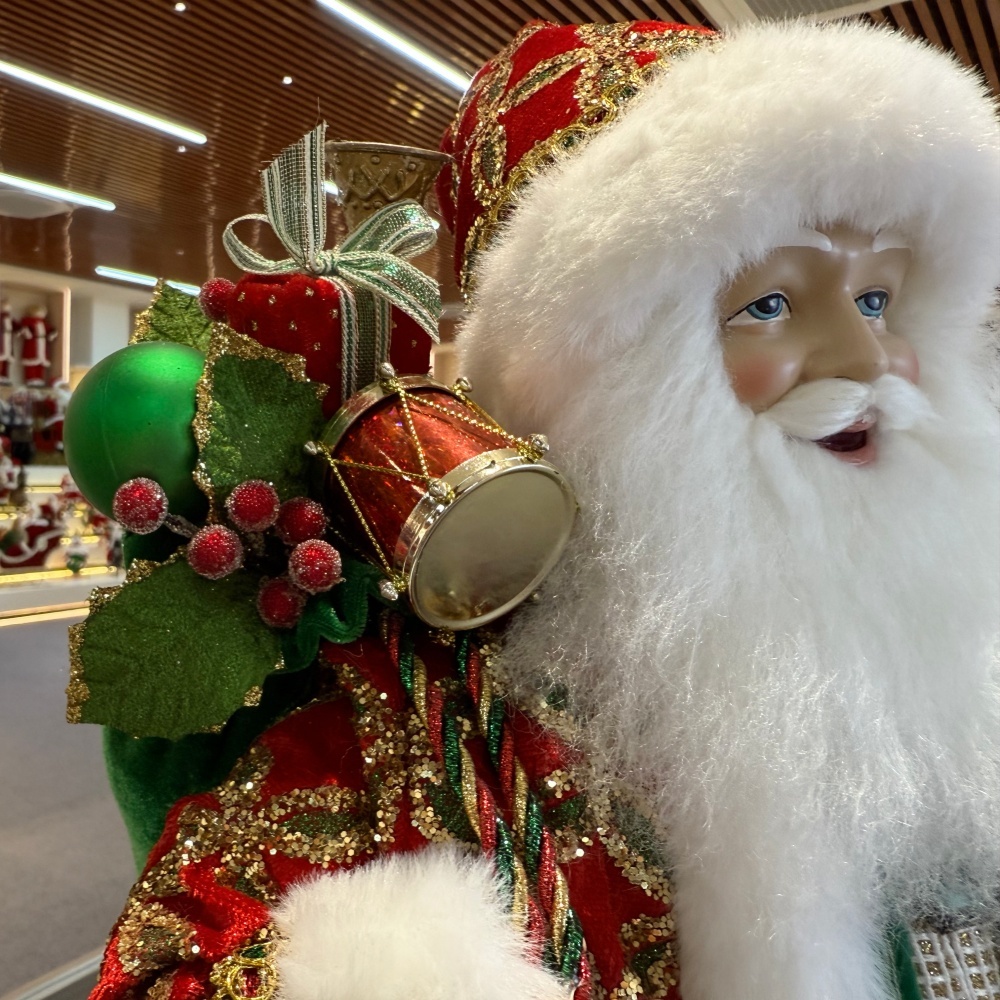 45cm Xmas Handmade Luxury Santa Claus Doll With Christmas Ball And Gift Bag Handicraft Plush Santa Claus Indoor Decoration