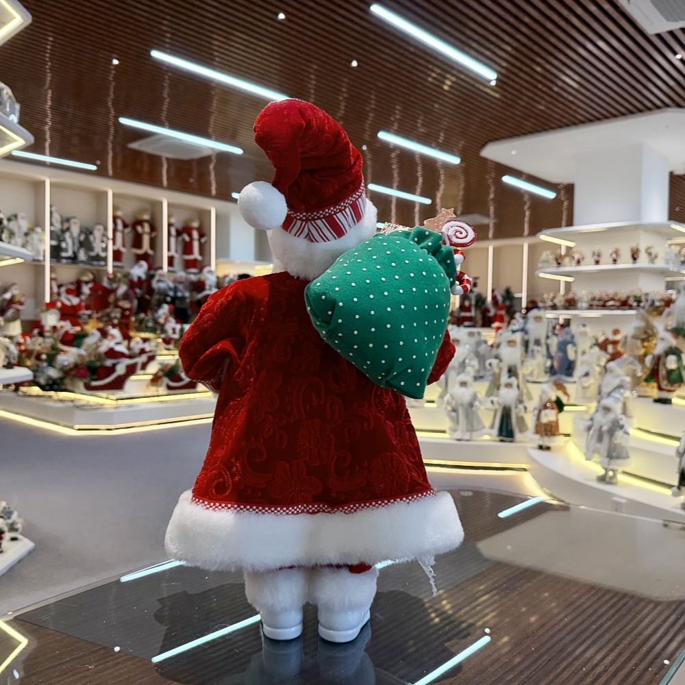 45cm Xmas Handmade Luxury Santa Claus Doll With Christmas Ball And Gift Bag Handicraft Plush Santa Claus Indoor Decoration