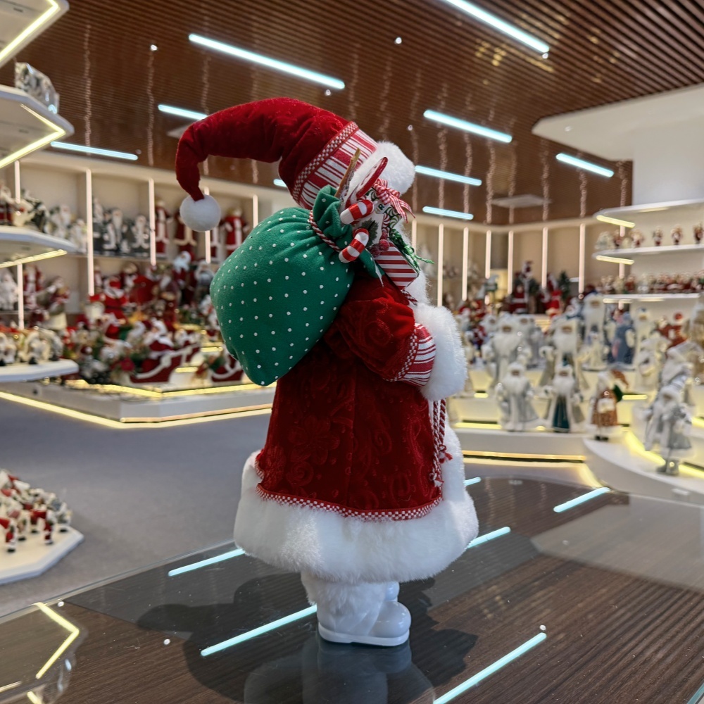 45cm Xmas Handmade Luxury Santa Claus Doll With Christmas Ball And Gift Bag Handicraft Plush Santa Claus Indoor Decoration