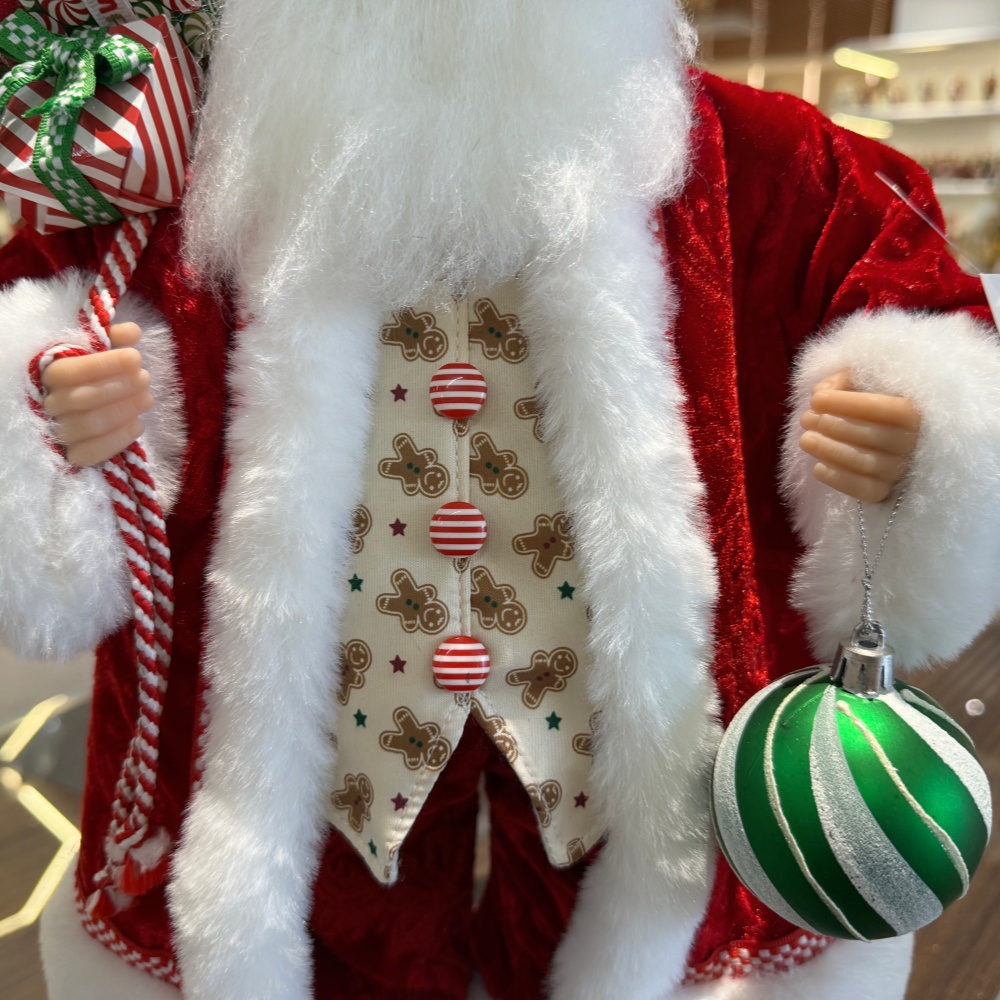 45cm Xmas Handmade Luxury Santa Claus Doll With Christmas Ball And Gift Bag Handicraft Plush Santa Claus Indoor Decoration