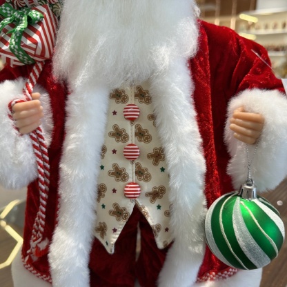 45cm Xmas Handmade Luxury Santa Claus Doll With Christmas Ball And Gift Bag Handicraft Plush Santa Claus Indoor Decoration
