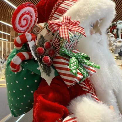 45cm Xmas Handmade Luxury Santa Claus Doll With Christmas Ball And Gift Bag Handicraft Plush Santa Claus Indoor Decoration