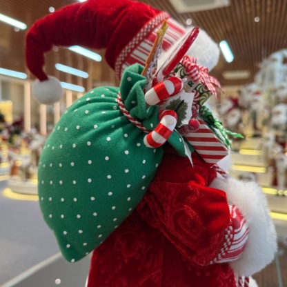 45cm Xmas Handmade Luxury Santa Claus Doll With Christmas Ball And Gift Bag Handicraft Plush Santa Claus Indoor Decoration