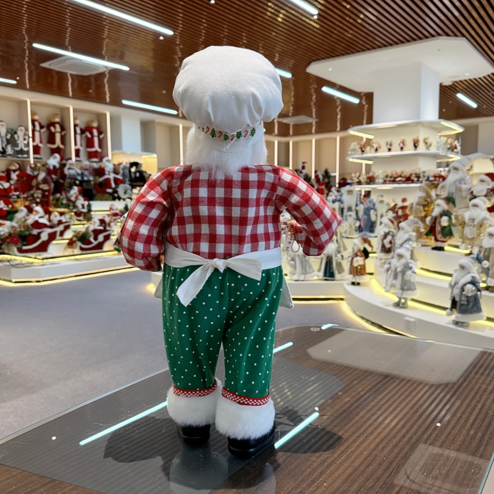 45cm Xmas Handmade Luxury Santa Claus Doll Chef Handicraft Plush Santa Claus Indoor Decoration