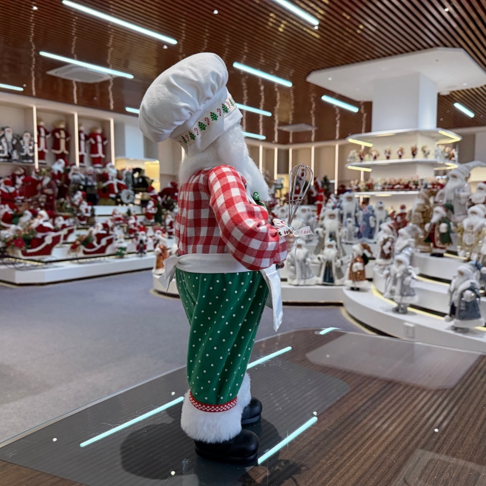 45cm Xmas Handmade Luxury Santa Claus Doll Chef Handicraft Plush Santa Claus Indoor Decoration