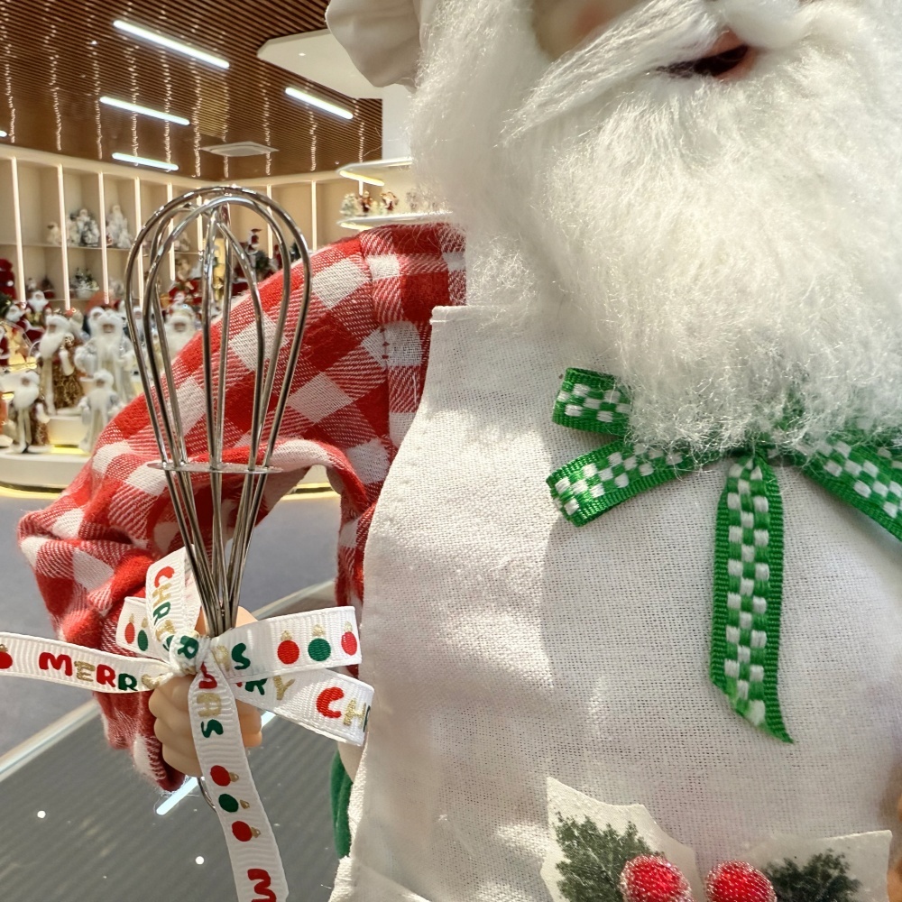 45cm Xmas Handmade Luxury Santa Claus Doll Chef Handicraft Plush Santa Claus Indoor Decoration
