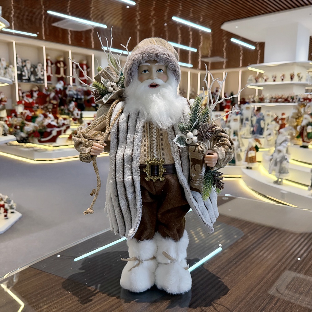 45cm Xmas Handmade Luxury Santa Claus Doll With Christmas Gift Box and Bag Handicraft Plush Santa Claus Indoor Decoration