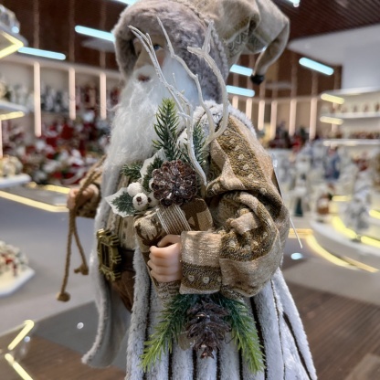 45cm Xmas Handmade Luxury Santa Claus Doll With Christmas Gift Box and Bag Handicraft Plush Santa Claus Indoor Decoration