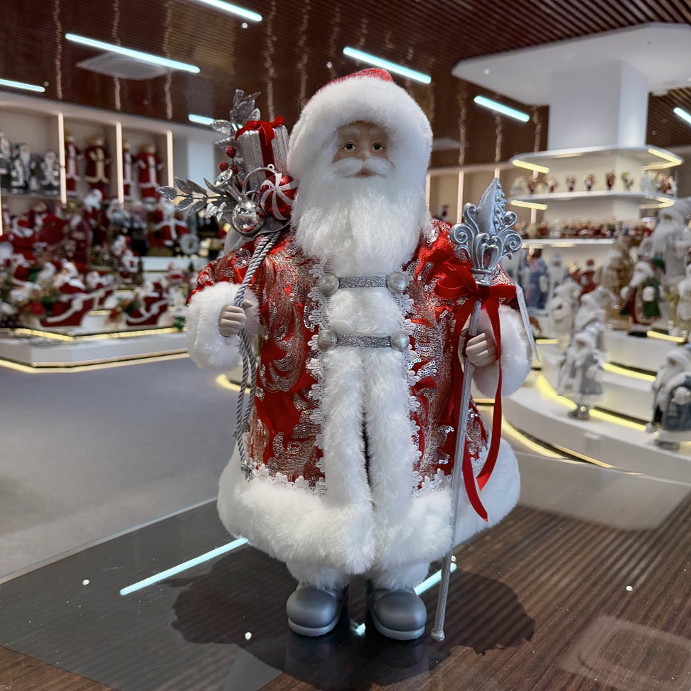 45cm Xmas Handmade Luxury Santa Claus Doll with Christmas Gift Bag Handicraft Plush Santa Claus Indoor Decoration