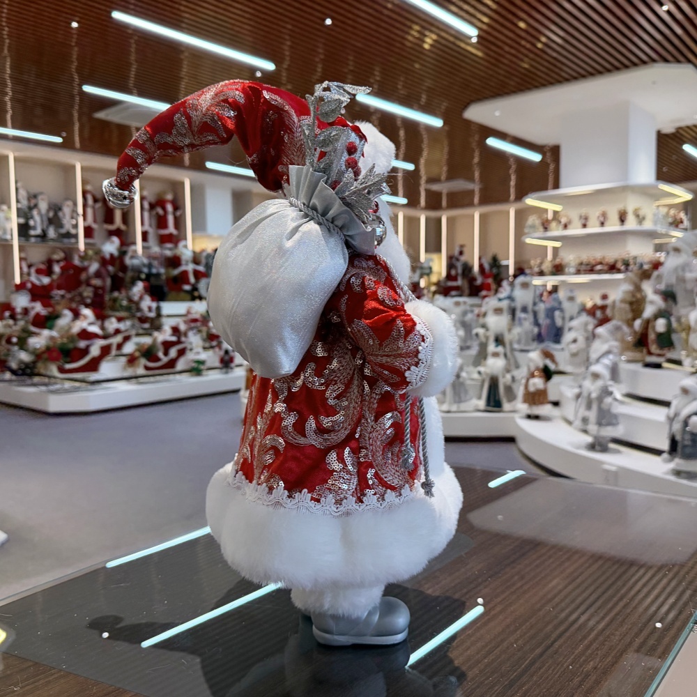 45cm Xmas Handmade Luxury Santa Claus Doll with Christmas Gift Bag Handicraft Plush Santa Claus Indoor Decoration