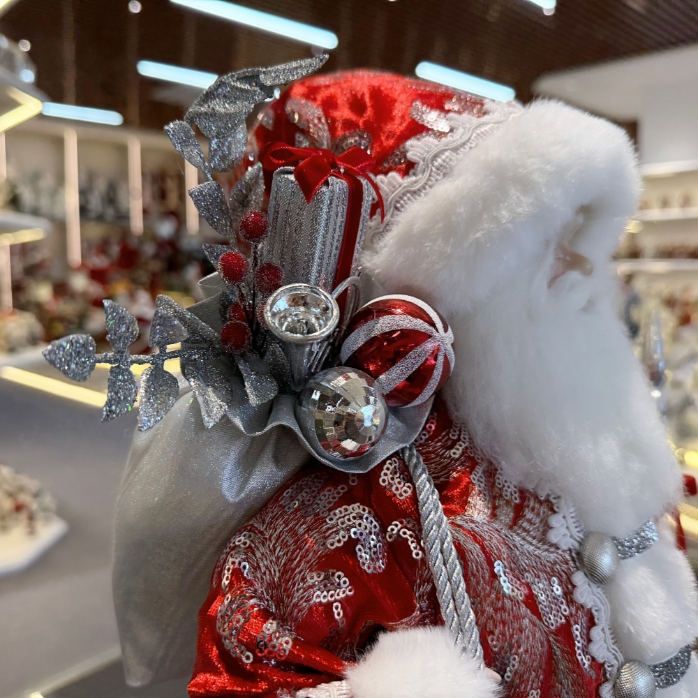 45cm Xmas Handmade Luxury Santa Claus Doll with Christmas Gift Bag Handicraft Plush Santa Claus Indoor Decoration