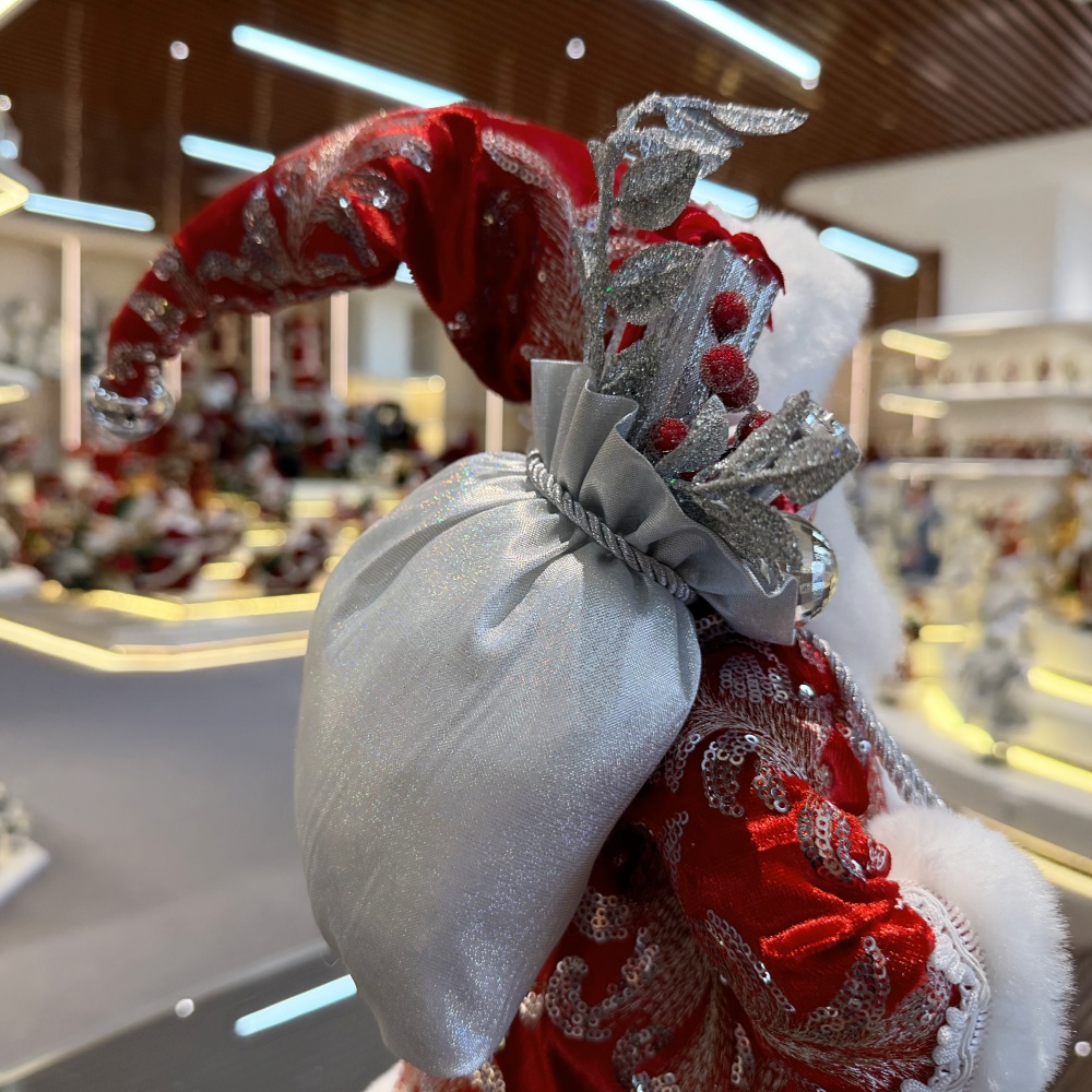 45cm Xmas Handmade Luxury Santa Claus Doll with Christmas Gift Bag Handicraft Plush Santa Claus Indoor Decoration