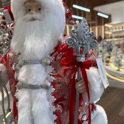 45cm Xmas Handmade Luxury Santa Claus Doll with Christmas Gift Bag Handicraft Plush Santa Claus Indoor Decoration