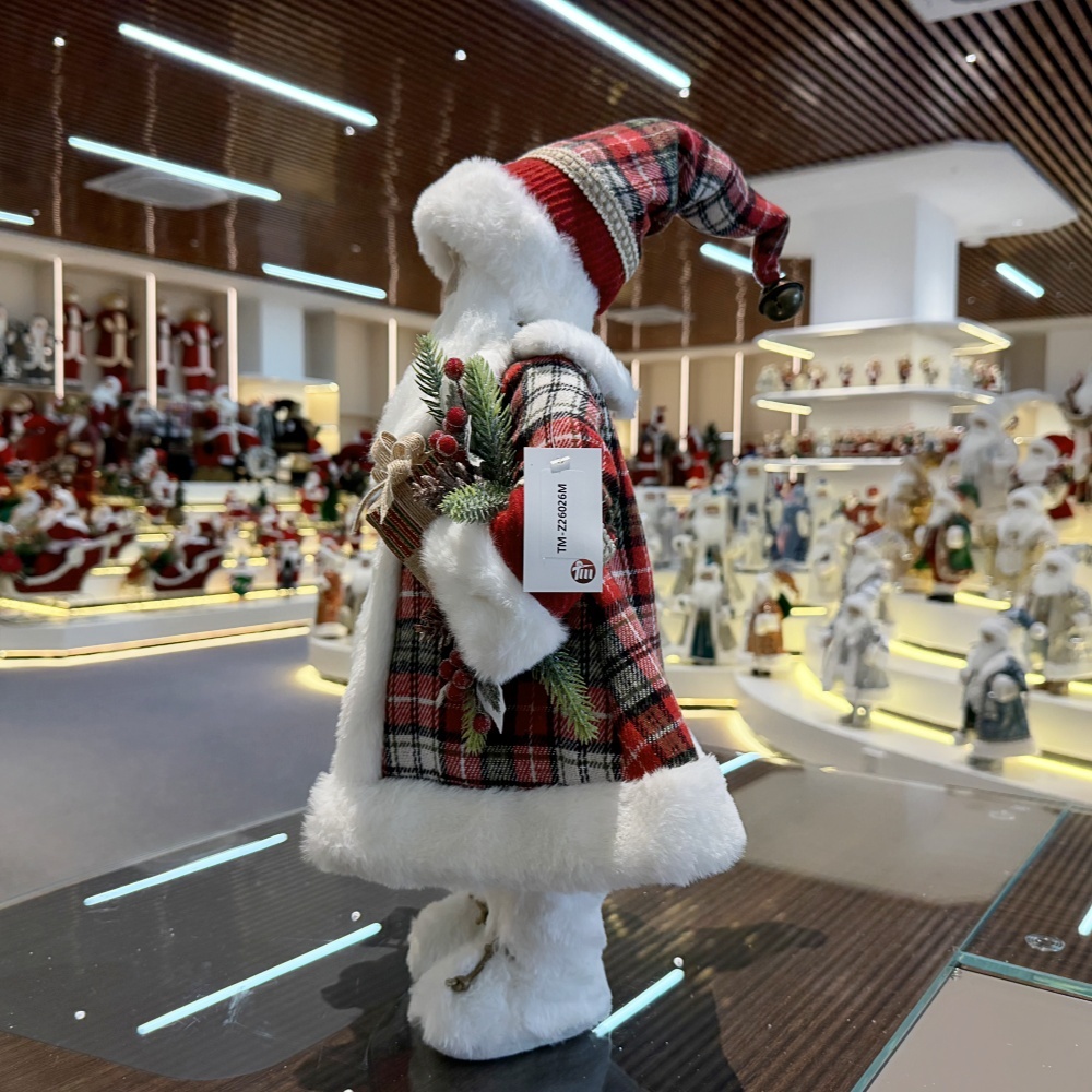 45cm Xmas Handmade Luxury Santa Claus Doll With Sleigh And Christmas Gift Bag Handicraft Santa Claus Indoor Decoration