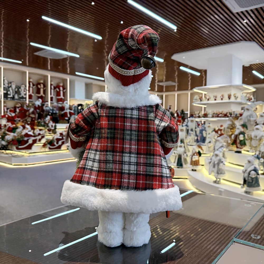 45cm Xmas Handmade Luxury Santa Claus Doll With Sleigh And Christmas Gift Bag Handicraft Santa Claus Indoor Decoration