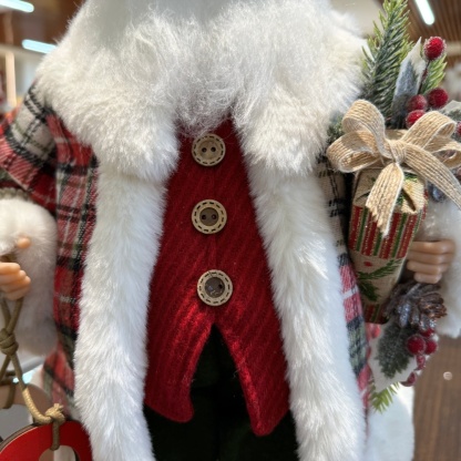 45cm Xmas Handmade Luxury Santa Claus Doll With Sleigh And Christmas Gift Bag Handicraft Santa Claus Indoor Decoration