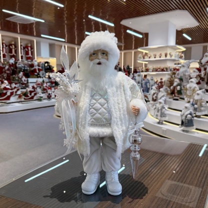 45cm Xmas Handmade Luxury Santa Claus Doll with Christmas Ball Handicraft Plush Santa Claus Indoor Decoration