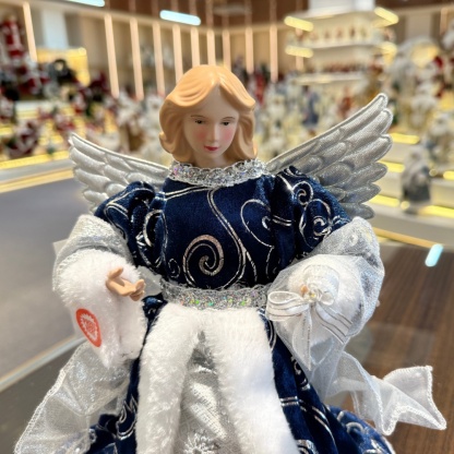 30CM Luxury Christmas Angel Ornaments Decorations Tree Topper Handmade Angel Figurines Collection Doll Holiday Festival