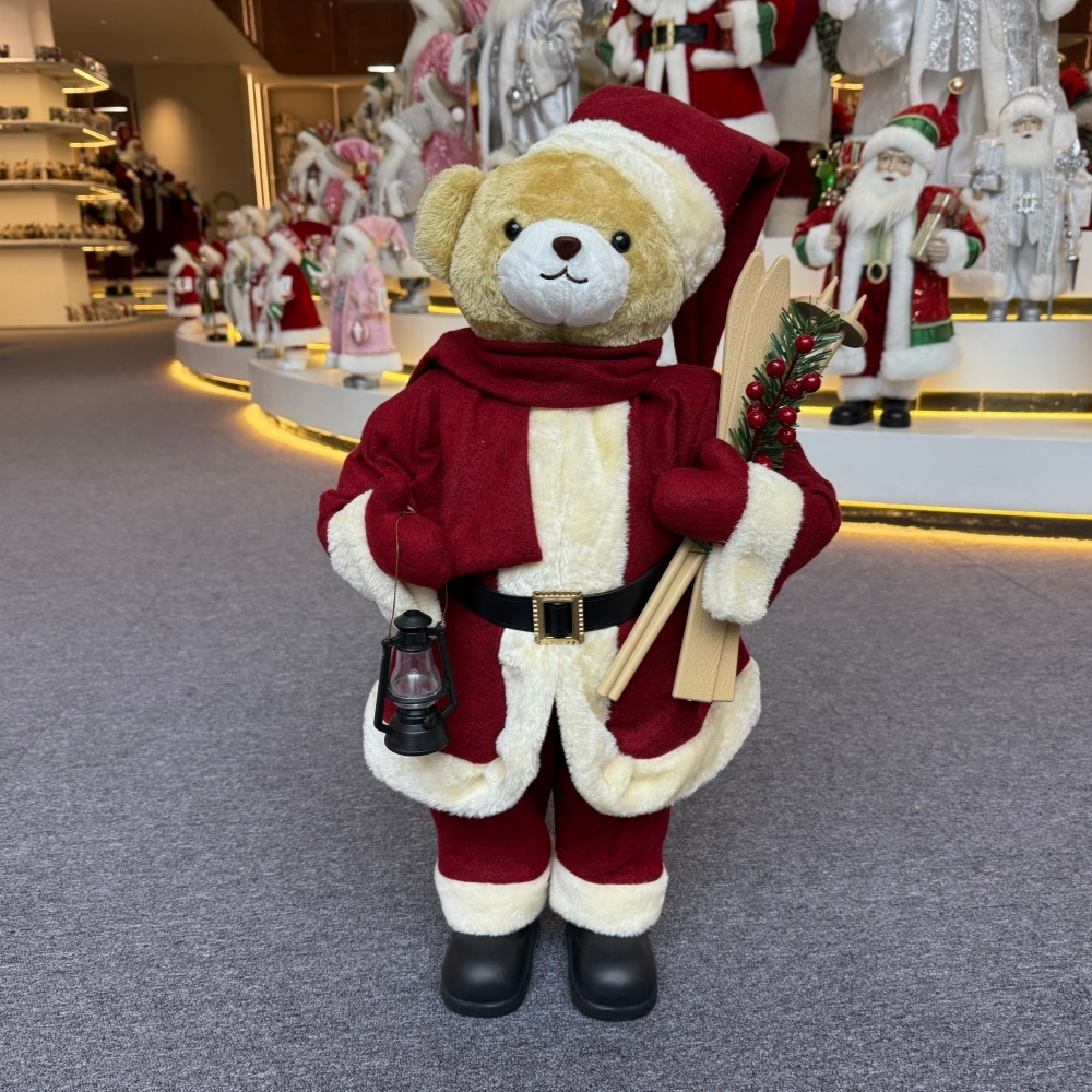 20Inch + 24Inch High Quality Luxury Animal Santa Bear Christmas Ornaments Handmade Eco Friendly Santa Claus Doll