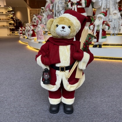 20Inch + 24Inch High Quality Luxury Animal Santa Bear Christmas Ornaments Handmade Eco Friendly Santa Claus Doll