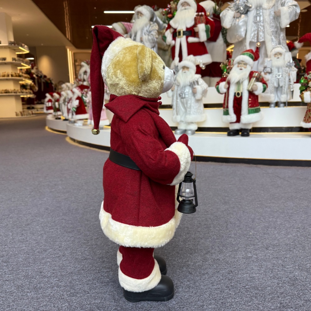 20Inch + 24Inch High Quality Luxury Animal Santa Bear Christmas Ornaments Handmade Eco Friendly Santa Claus Doll