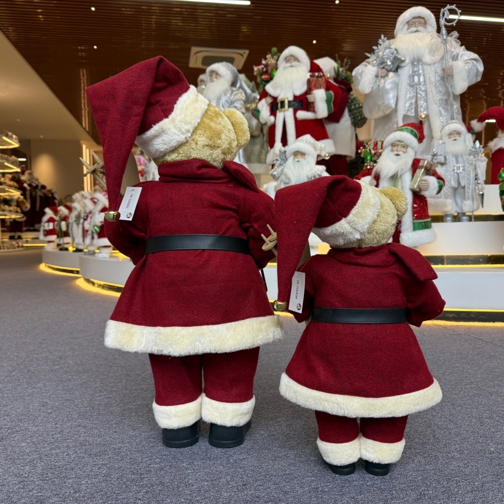 20Inch + 24Inch High Quality Luxury Animal Santa Bear Christmas Ornaments Handmade Eco Friendly Santa Claus Doll