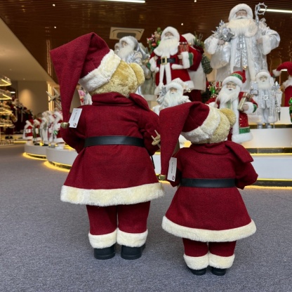 20Inch + 24Inch High Quality Luxury Animal Santa Bear Christmas Ornaments Handmade Eco Friendly Santa Claus Doll