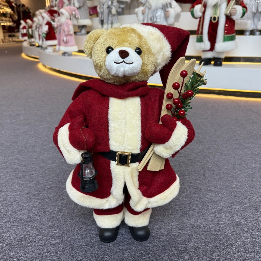 20Inch + 24Inch High Quality Luxury Animal Santa Bear Christmas Ornaments Handmade Eco Friendly Santa Claus Doll