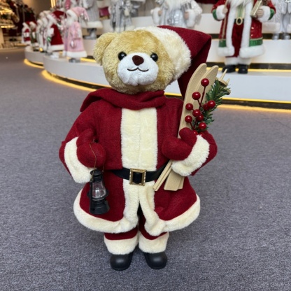 20Inch + 24Inch High Quality Luxury Animal Santa Bear Christmas Ornaments Handmade Eco Friendly Santa Claus Doll