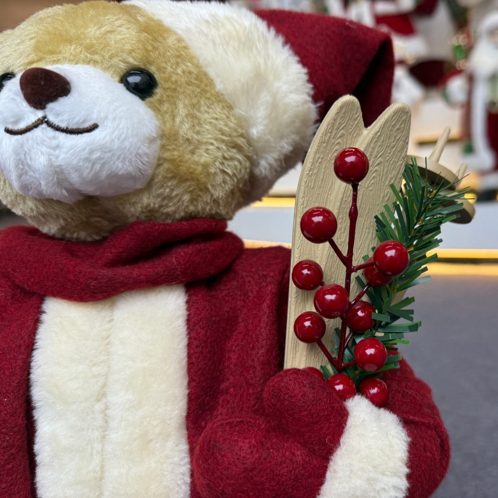 20Inch + 24Inch High Quality Luxury Animal Santa Bear Christmas Ornaments Handmade Eco Friendly Santa Claus Doll