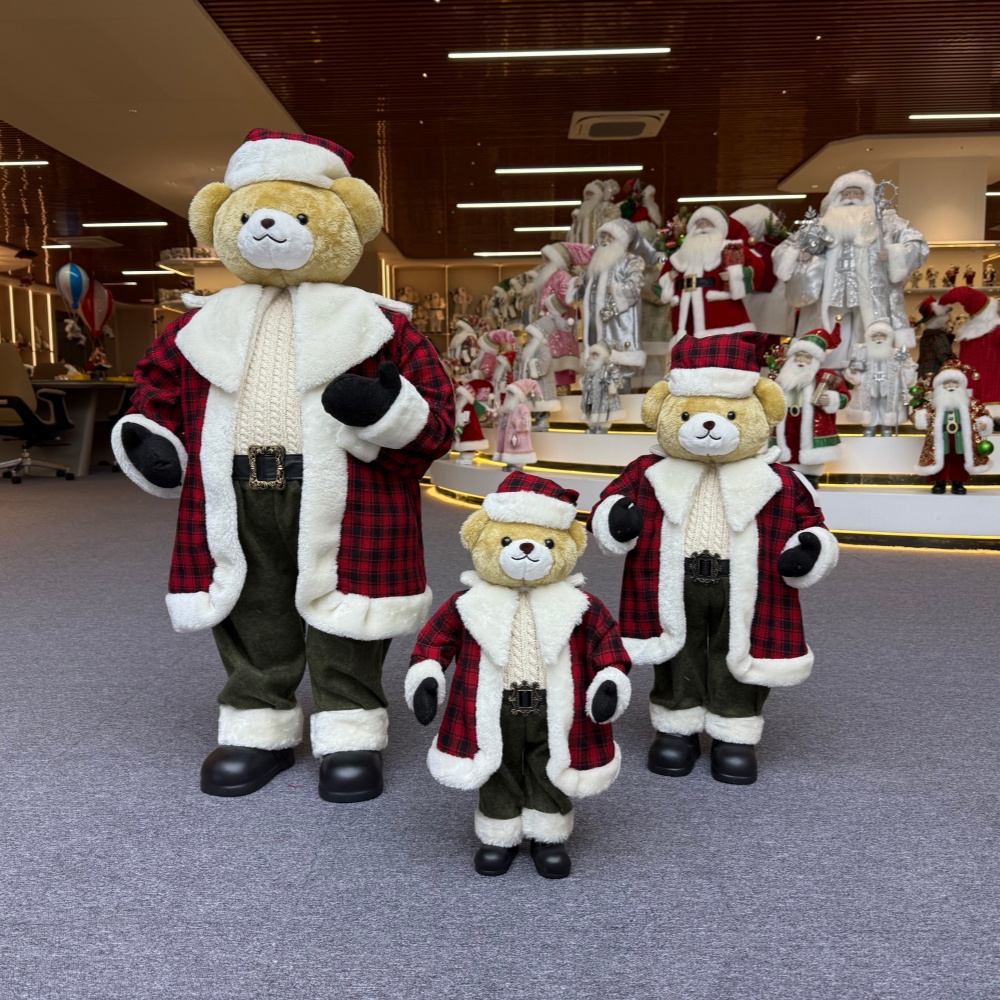 Xmas Luxury 20Inch +24Inch +36Inch Animal Santa Bear Doll Decoration Christmas Ornaments Handmade Eco Friendly Santa Claus Doll