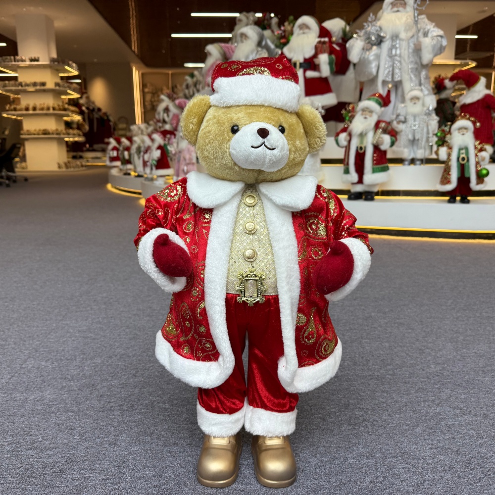 Luxury 20Inch +24Inch +36Inch Xmas Animal Santa Bear Doll Decoration Christmas Ornaments Handmade Eco Friendly Santa Claus Doll
