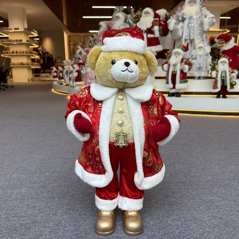 Luxury 20Inch +24Inch +36Inch Xmas Animal Santa Bear Doll Decoration Christmas Ornaments Handmade Eco Friendly Santa Claus Doll