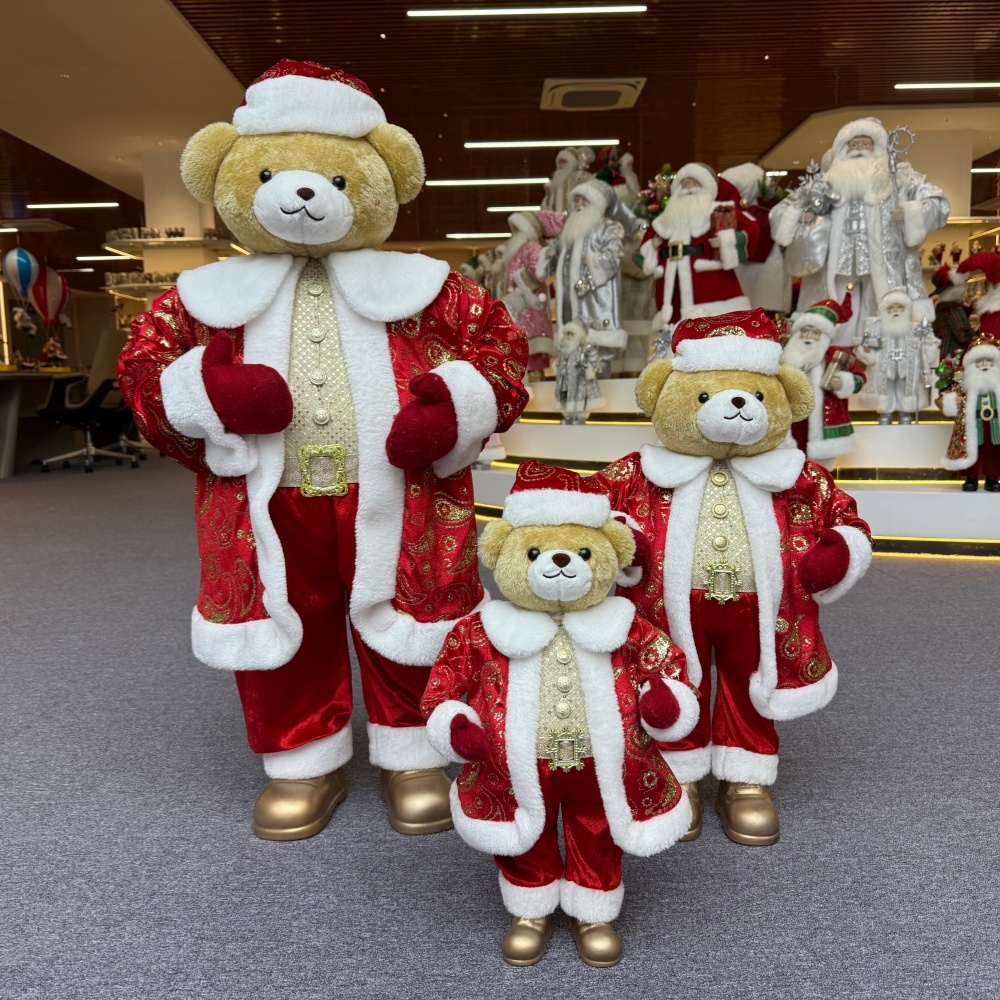 Luxury 20Inch +24Inch +36Inch Xmas Animal Santa Bear Doll Decoration Christmas Ornaments Handmade Eco Friendly Santa Claus Doll