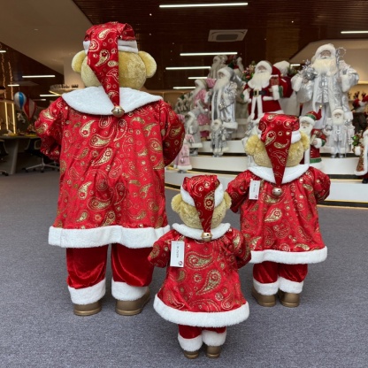 Luxury 20Inch +24Inch +36Inch Xmas Animal Santa Bear Doll Decoration Christmas Ornaments Handmade Eco Friendly Santa Claus Doll