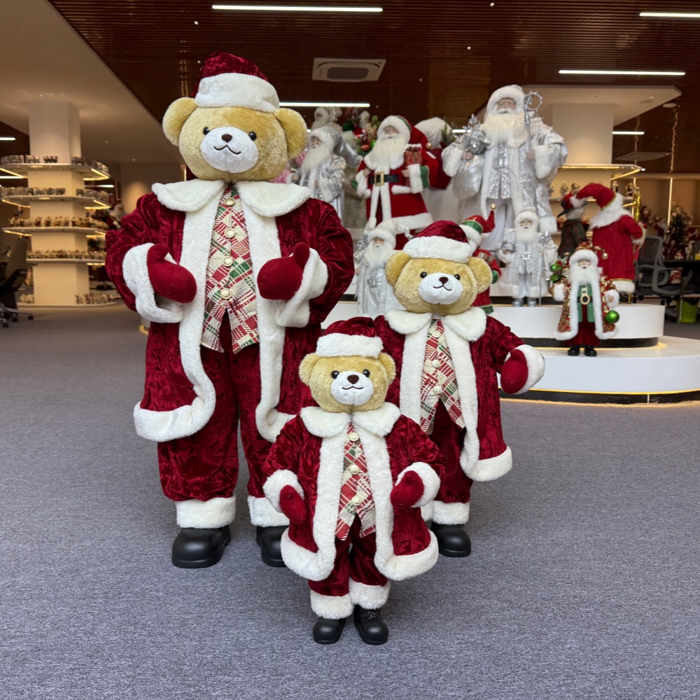 High Quality Luxury 20Inch +24Inch +36Inch Animal Santa Bear Christmas Ornaments Handmade Eco Friendly Santa Claus Doll