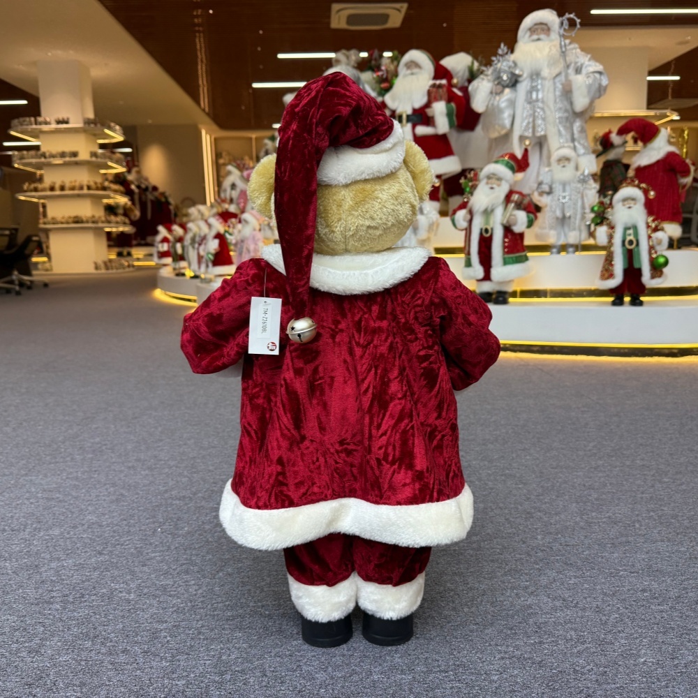 High Quality Luxury 20Inch +24Inch +36Inch Animal Santa Bear Christmas Ornaments Handmade Eco Friendly Santa Claus Doll
